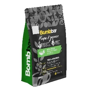 Кофе BOMBBAR жареный в зернах. Арабика 100% /пакет/ 200г*10