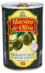 Оливки MAESTRO DE OLIVA Гигантские без кости /жесть/ 420г*24 Оливки MAESTRO DE OLIVA Гигантские без кости /жесть/ 420г*24