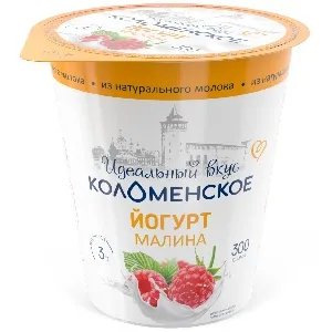 Йогурт КОЛОМЕНСКИЙ с мдж 3% МАЛИНА /пэт/ 300гр*4