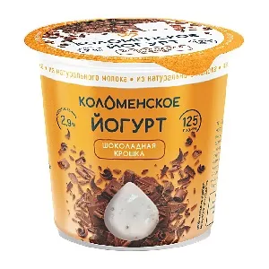 Йогурт КОЛОМЕНСКИЙ с шоколадной крошкой с мдж 3,3% /пэт/ 125г*4