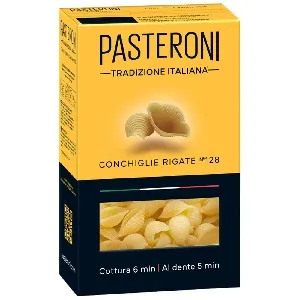 Макаронные изделия PASTERONI CONCHIGLIE RIGATE №128 / Конкилье Ригате /картон/ 400г*12
