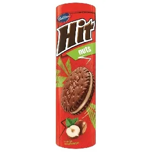 Печенье-сэндвич BAHLSEN [В100] HIT NUTS с начинкой со вкусом лесного ореха 220г*24