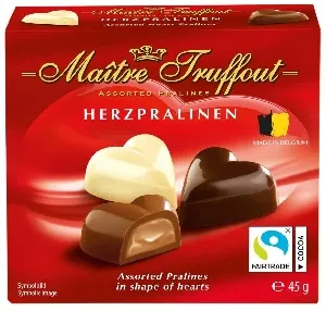 Конфеты GUNZ Maitre Truffout (1310) "Бельгийское пралине" мини сердца ассорти 45г*20