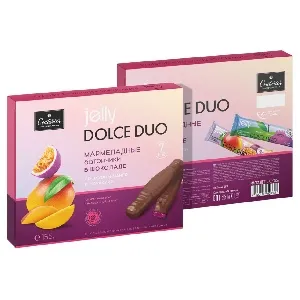Батончики COUTURIER JELLY DOLCE DUO Мармеладные в шоколаде со вкусом манго и маракуйи /картон/ 155г*24
