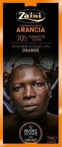 Шоколад ZAINI горький 70% со вкусом апельсина "Women of cocoa" 75г*12