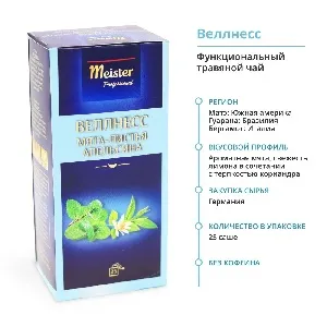 Чай MEISTER PROFESSIONAL функциональный ВЕЛЛНЕСС (25 пакетиков) /картон/ 0,0525г*12