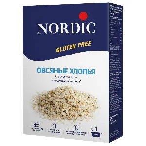 Хлопья NORDIC овсяные из цельного зерна БЕЗ ГЛЮТЕНА /картон/ 400г*10 Хлопья NORDIC овсяные из цельного зерна БЕЗ ГЛЮТЕНА /картон/ 400г*10