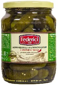 Корнишоны FEDERICI маринованные с перцем чили /стекло/ 720мл*6