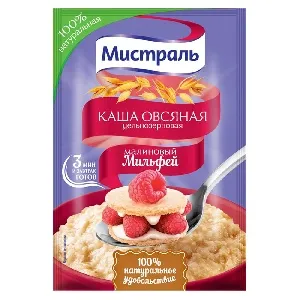 Каша МИСТРАЛЬ овсяная "Малиновый мильфей" /пакет/ 40г*25