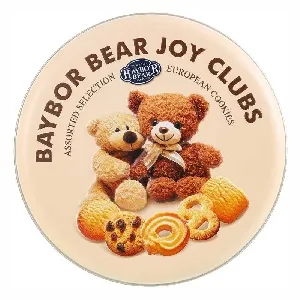 Печенье GODINN Baybor Bear Joy Clubs Ассорти сдобного печенья Мишки, бежевая /жесть/ 208г*12