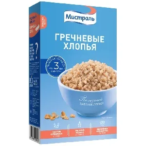Хлопья МИСТРАЛЬ Гречневые /картон/ 400г*12