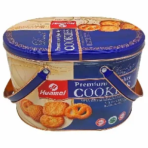 Печенье HUAMEI Датское печенье PREMIUM COOKIES в подарочной упак.с ручками /жесть/ 680г*4