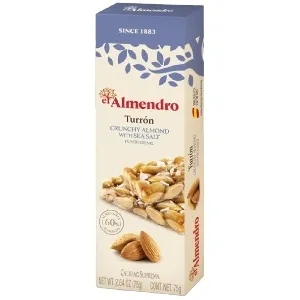 Туррон EL ALMENDRO CRUNCHY ALMOND WITH SEA SALT хрустящий миндальный с морской солью 75г*16 Туррон EL ALMENDRO CRUNCHY ALMOND WITH SEA SALT хрустящий миндальный с морской солью 75г*16