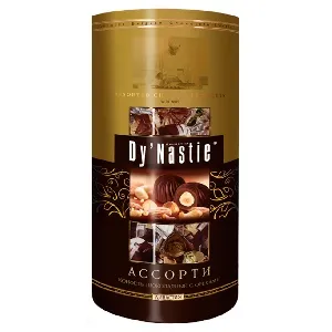 Конфеты Dy`Nastie шоколадные "Ассорти с орехами" /туба/ 260г*8