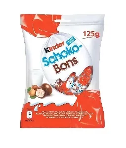 Конфеты KINDER Schoco-Bons шоколадные с молочно-ореховой начинкой /пакет/ 125г*16