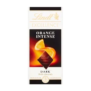 Шоколад LINDT EXCELLENCE Темный с Апельсином Orange и крошкой миндаля 100г*20
