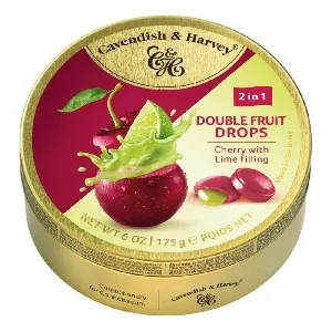 Леденцы CAVENDISH & HARVEY Double Fruit Cherry with Lime с жидким центром /жесть/ 175г*9