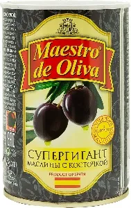 Маслины MAESTRO DE OLIVA Супергигант с костью /жесть/ 425г*24 Маслины MAESTRO DE OLIVA Супергигант с костью /жесть/ 425г*24