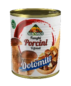 Грибы SERBOSCO белые резаные жареные Доломити /жесть/ 800г*6
