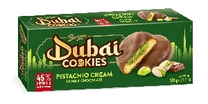 Печенье BERGEN Dubai cookies с фисташковым кремом (45% фисташек в начинке), покрытое молочным шоколадом /картон/ 128г*18