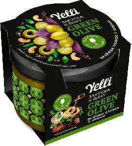 ***Закуска YELLI к вину GREEN OLIVE зеленые оливки и кешью /стекло/ 100г*6