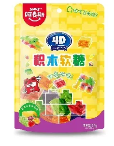 Мармелад AMOS 4D ЛЕГО жевательные кубики ассорти со вкусом молока /зип-пак/ 72г*32