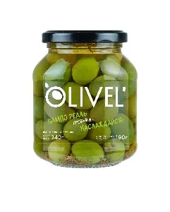 Оливки OLIVEL изумрудные КАМПО РЕАЛЬ с косточкой пряные в рассоле с маслом /стекло/ 340г*6