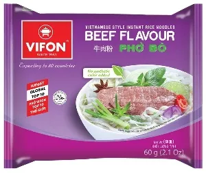 Лапша VIFON PHO BO рисовая быстрого приготовлениия. Вкус говядины /пакет/ 60г*30