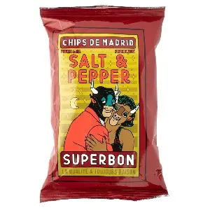Чипсы SUPERBON из натурального картофеля с черным перцем и солью /пакет/ 135г*14