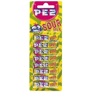 Конфета PEZ SOUR MIX кислючка (красящая язык) набор 68г*24