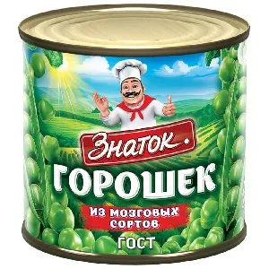 Горошек ЗНАТОК зеленый консервированный из мозговых сортов ГОСТ /жесть/ 425мл*12
