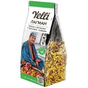 Лапша YELLI Лагман с овощами и пряными травами /пакет/ 160г*12