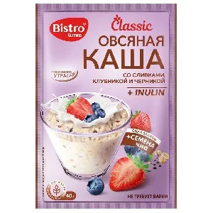 Каша GURMINA BISTRO Овсяная со сливками, клубникой и черникой 40г*15