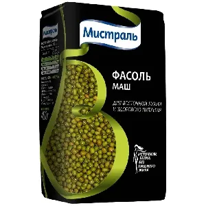 Фасоль МИСТРАЛЬ Маш зеленая для восточной кухни и здорового питания /пакет/ 450г*12