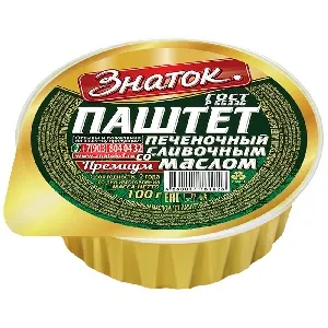 Паштет ЗНАТОК Премиум печеночный со сливочным маслом ГОСТ Р 55336 /ламистер/ 100г*20 Паштет ЗНАТОК Премиум печеночный со сливочным маслом ГОСТ Р 55336 /ламистер/ 100г*20