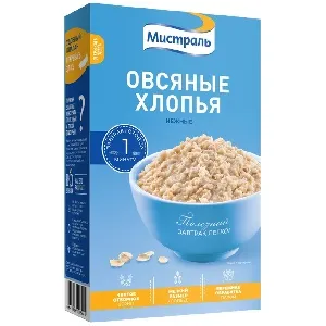 Хлопья МИСТРАЛЬ Овсяные НЕЖНЫЕ /картон/ 400г*12