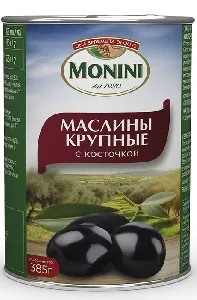Маслины MONINI крупные с косточкой /жесть/ 385г*12