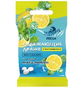 Драже BESTORME FRESH Освежающие без сахара с витамином С со вкусом мята-лимон /пакет/ 17г*12 Драже BESTORME FRESH Освежающие без сахара с витамином С со вкусом мята-лимон /пакет/ 17г*12