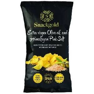 Чипсы SNACKGOLD (420017/9) из натурального картофеля со вкусом оливкового масла и Гималайской розовой солью 125г*9