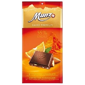 Шоколад MUNZ горький с апельсином и миндалем 100г*12
