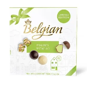Конфеты BELGIAN шоколадные - пралине со вкусом фисташки /картон/ 150г*12 Конфеты BELGIAN шоколадные - пралине со вкусом фисташки /картон/ 150г*12
