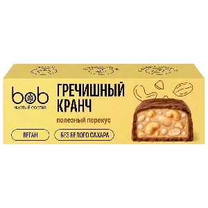 Батончик BOB глазированный "Гречишный кранч" с орехами и злаками" /шоубокс/ 45г*10