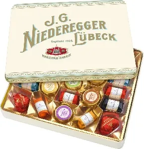 Марципановые конфеты NIEDEREGGER "Марципанерия" "Ностальгия" в стиле ретро /жесть/ 298г*5 Марципановые конфеты NIEDEREGGER "Марципанерия" "Ностальгия" в стиле ретро /жесть/ 298г*5