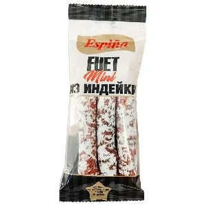 Колбаса ESPINA Fuet - mini "Фуэт - мини" из мяса индейки сыровяленая охлажденная 60г*15 Колбаса ESPINA Fuet - mini "Фуэт - мини" из мяса индейки сыровяленая охлажденная 60г*15