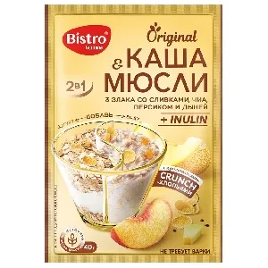 Каша и мюсли GURMINA BISTRO 3 злака со сливками, чиа, персиком и дыней 40г*15