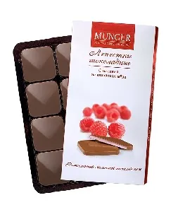 Лепестки MUNGER Maître Chocolatie из молочного шоколада с малиновой начинкой /картон/ 52г*10