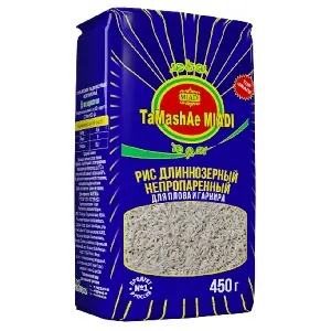Рис TaMashAe MIADI длиннозерный НЕпропаренный для плова и гарнира /пакет/ 450г*12
