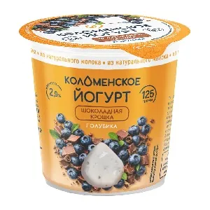 Йогурт КОЛОМЕНСКИЙ с шоколадной крошкой и голубикой с мдж 2,9% /пэт/ 125г*4