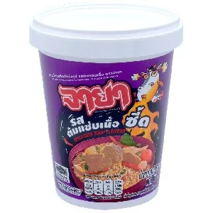 Лапша JAYA быстрого приготовления со вкусом острого супа с говядиной /пл.стакан/ 60г*36