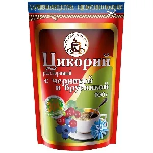 Цикорий РУССКИЙ ЦИКОРИЙ порошкообразный с ЧЕРНИКОЙ и БРУСНИКОЙ /дойпак/ 100г*12
